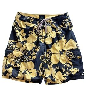 Old Navy Cargo Mens L Tropical Swim Trunks Board Shorts  10" Inseam